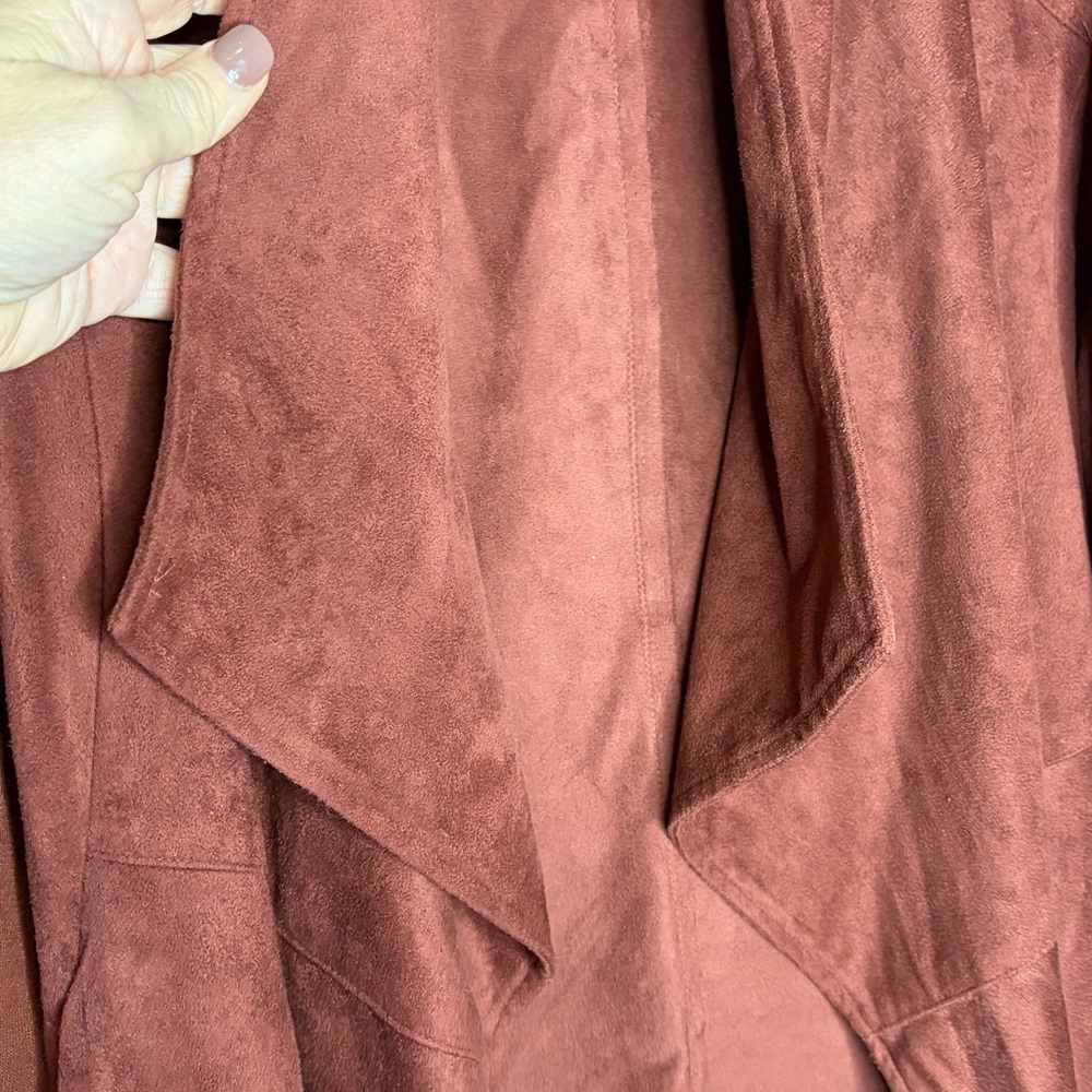 BB Dakota‎ Faux Suede Drape Jacket Med (No Tag) Cherrywood Chic Western Boho EUC - Picture 7 of 10